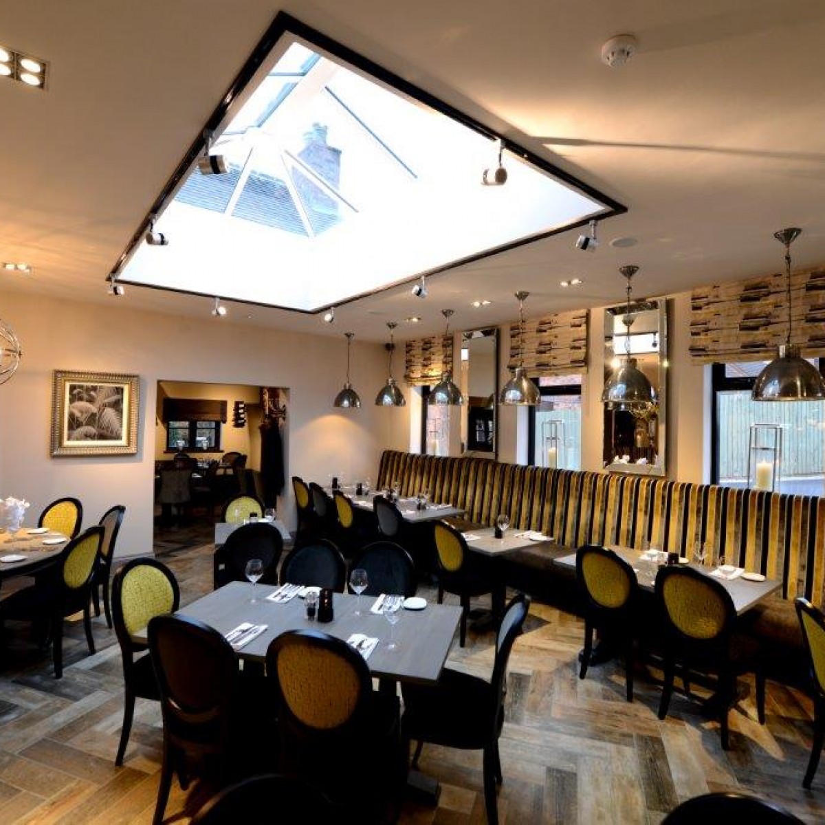 Restaurant Interior design downstairs eating area with bespoke furnishings