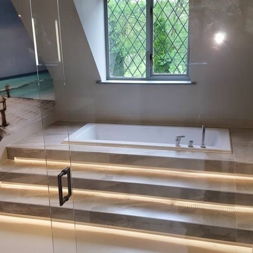 LED lights on bespoke bathroom design steps for interior design west midlands project